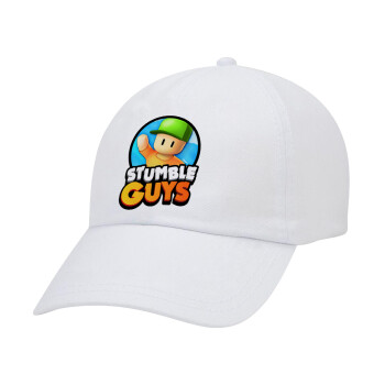 Stumble Guys, Adult Baseball Cap White 5-panel (POLYESTER, ADULT, UNISEX, ONE SIZE)