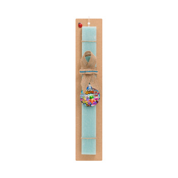 Stumble Guys, Easter Set, wooden keychain & aromatic flat Easter candle (30cm) (TURQUOISE)