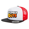 Adult Foam Flat Snapback with Mesh Black-White-Red (POLYESTER, ADULT, UNISEX, ONE SIZE)