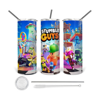 Stumble Guys, Tumbler stainless steel 600ml, with metal straw & cleaning brush