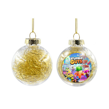 Stumble Guys, Transparent Christmas tree ball ornament with gold filling 8cm