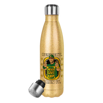 John Cena, Glitter gold stainless steel thermos bottle, double-walled, 500ml