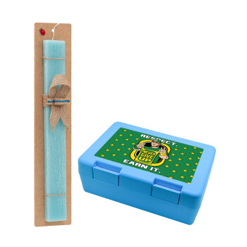 John Cena, Easter Set, children's snack container BLUE & Easter aromatic flat candle (30cm) (TURQUOISE)