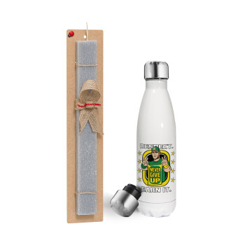 John Cena, Easter candle, metallic white thermos bottle (500ml) & aromatic flat candle (30cm) (GRAY)