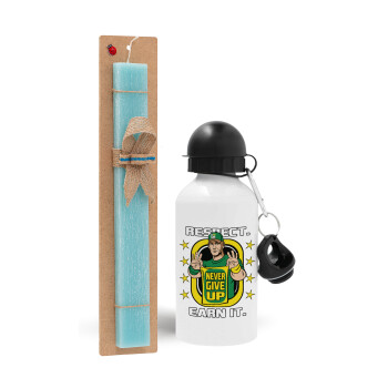 John Cena, Easter Set, metallic aluminum water bottle (500ml) & scented flat candle (30cm) (TURQUOISE)