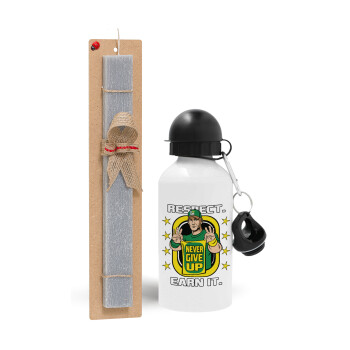 John Cena, Easter Set, metallic aluminum water bottle (500ml) & aromatic flat Easter candle (30cm) (GRAY)