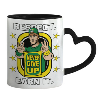 John Cena, Mug heart black handle, ceramic, 330ml