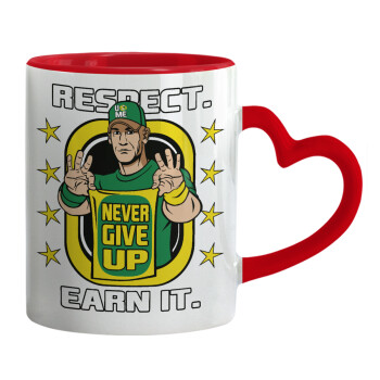 John Cena, Mug heart red handle, ceramic, 330ml