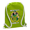 Backpack bag GYMBAG LIME GREEN, with pocket (40x48cm) & thick cords