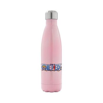 Onepiece logo, Metal mug thermos Pink Iridiscent (Stainless steel), double wall, 500ml