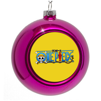 Onepiece logo, Purple Christmas tree ornament bauble 8cm