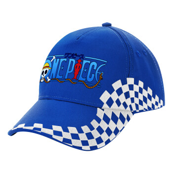 Onepiece logo, Adult Ultimate BLUE RACING Cap, (100% COTTON DRILL, ADULT, UNISEX, ONE SIZE)