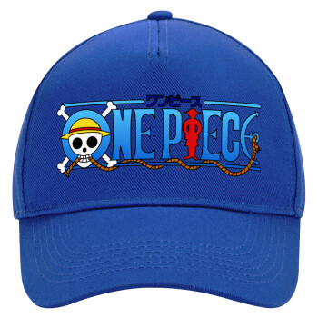 Onepiece logo, Καπέλο Ενηλίκων Ultimate ΜΠΛΕ, (100% ΒΑΜΒΑΚΕΡΟ DRILL, ΕΝΗΛΙΚΩΝ, UNISEX, ONE SIZE)