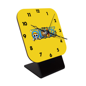 Onepiece logo, Επιτραπέζιο ρολόι ξύλινο με δείκτες (10cm)
