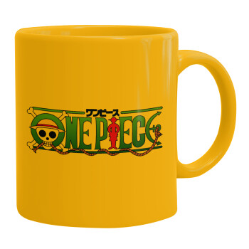 Onepiece logo, Ceramic coffee mug yellow, 330ml (1pcs)