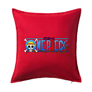 Onepiece logo, Sofa cushion RED 50x50cm includes filling