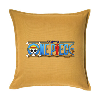 Onepiece logo, Sofa cushion YELLOW 50x50cm includes filling