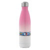 Metal mug thermos Pink/White (Stainless steel), double wall, 500ml