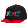 Children's Flat Snapback Hat, Black/Red (100% COTTON, CHILDREN'S, UNISEX, ONE SIZE)