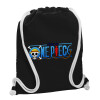 Backpack pouch GYMBAG Black, with pocket (40x48cm) & thick white cords