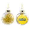 Transparent Christmas tree ball ornament with gold filling 8cm