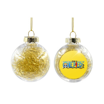 Onepiece logo, Transparent Christmas tree ball ornament with gold filling 8cm