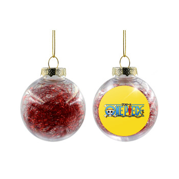 Onepiece logo, Transparent Christmas tree ball ornament with red filling 8cm