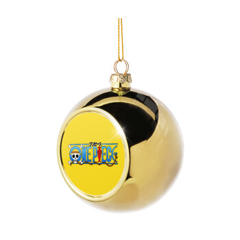 Onepiece logo, Golden Christmas tree ball ornament 8cm