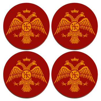 Byzantine Empire, ΣΕΤ x4 Σουβέρ ξύλινα στρογγυλά plywood (9cm)