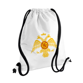 Byzantine Empire, Backpack pouch GYMBAG white, with pocket (40x48cm) & thick cords