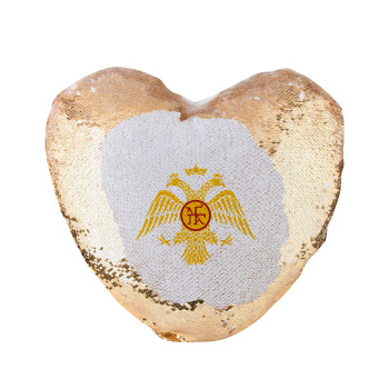 Byzantine Empire, Μαξιλάρι καναπέ καρδιά Μαγικό Χρυσό με πούλιες 40x40cm περιέχεται το  γέμισμα