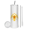 Eco friendly stainless steel tumbler 600ml, with metal straw & cleaning brush