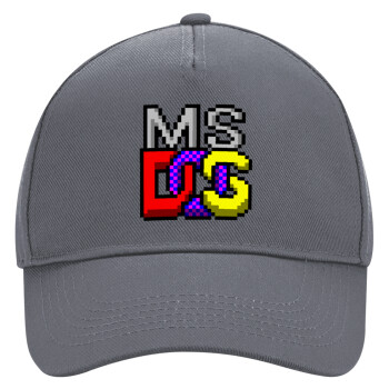 MsDos, Ultimate Adult Hat Grey, (100% COTTON DRILL, ADULT, UNISEX, ONE SIZE)