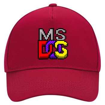 MsDos, Adult Ultimate Hat RED, (100% COTTON DRILL, ADULT, UNISEX, ONE SIZE)