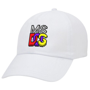 MsDos, Adult Baseball Cap White 5-panel (POLYESTER, ADULT, UNISEX, ONE SIZE)