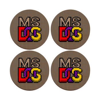 MsDos, ΣΕΤ x4 Σουβέρ ξύλινα στρογγυλά plywood (9cm)