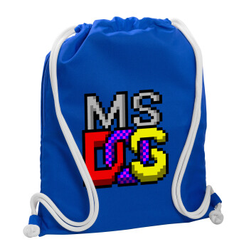 MsDos, Backpack pouch GYMBAG Blue, with pocket (40x48cm) & thick cords