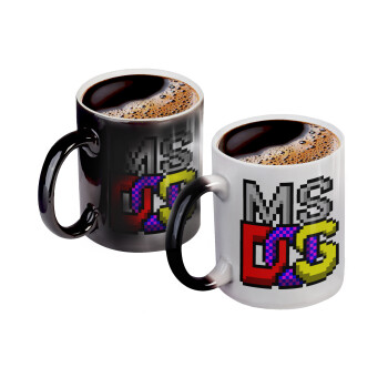 MsDos, Color changing magic Mug, ceramic, 330ml when adding hot liquid inside, the black colour desappears (1 pcs)