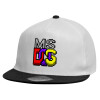 Child's Flat Snapback Hat, White (100% COTTON, CHILDREN'S, UNISEX, ONE SIZE)