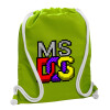 Backpack bag GYMBAG LIME GREEN, with pocket (40x48cm) & thick cords