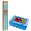 Easter Set, children's snack container BLUE & Easter aromatic flat candle (30cm) (TURQUOISE)