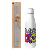 Easter Set, metallic stainless thermos bottle (500ml) & scented flat Easter candle (30cm) (GRAY)