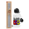 Easter Set, metallic aluminum water bottle (500ml) & aromatic flat Easter candle (30cm) (GRAY)