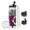 Travel Tumbler 2 Lids, with metal straw & cleaning brush (Stainless steel 304 Food grade, BPA free, 600ml)