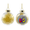 Transparent Christmas tree ball ornament with gold filling 8cm