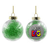 Transparent Christmas tree ball ornament with green filling 8cm