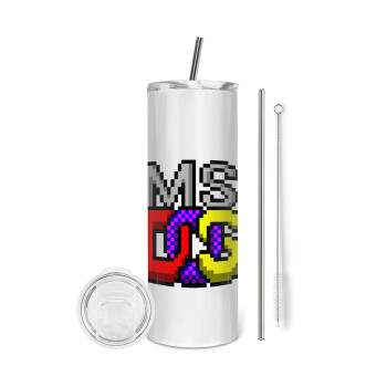MsDos, Eco friendly stainless steel tumbler 600ml, with metal straw & cleaning brush
