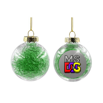 MsDos, Χριστουγεννιάτικη μπάλα δένδρου διάφανη με πράσινο γέμισμα 8cm