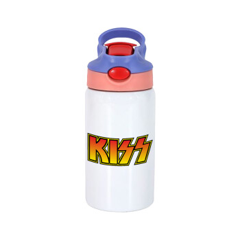KISS, Παιδικό παγούρι θερμό, ανοξείδωτο, με καλαμάκι ασφαλείας, ροζ/μωβ (350ml)