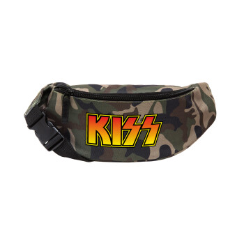 KISS, Unisex τσαντάκι μέσης (μπανάνα) χρώματος παραλλαγή Jungle με 2 τσέπες